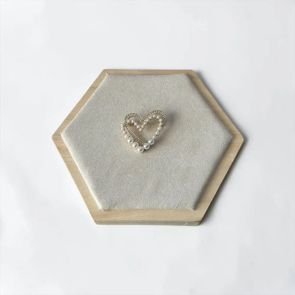 Gold Pearl & Rhinestone Heart Brooch